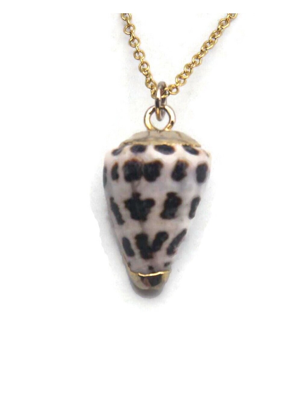 Vintage Gilded Genuine Seashell on 18" Gold Tone Chain.